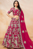 Ruby Pink Art Silk Embroidered Panelled Style Lehenga