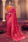 Ruby Pink Art Silk Woven Zari Broad Border saree