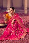 Ruby Pink Art Silk Woven Zari Broad Border saree