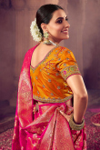 Ruby Pink Art Silk Woven Zari Broad Border saree