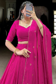 Ruby Pink Chanderi Cotton Woven Zari Flared Lehenga