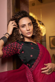 Ruby Pink Chiffon Saree With Embroidered Lace 