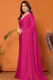 Ruby Pink Chiffon Weaved Thread Light Weight Saree 