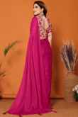 Ruby Pink Chiffon Weaved Thread Light Weight Saree 