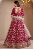 Ruby Pink Embroidered Art Silk Panelled Style Lehenga 