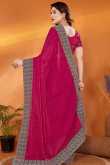 Ruby Pink Embroidered Chiffon Shimmer Saree 