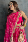 Ruby Pink Georgette Embroidered Flared Style Lehenga 