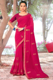 Ruby Pink Georgette Embroidered Saree