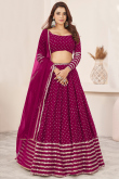 Ruby Pink Georgette Lehenga with Sequins Work for Diwali