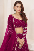 Ruby Pink Georgette Lehenga with Sequins Work for Diwali