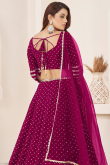Ruby Pink Georgette Lehenga with Sequins Work for Diwali