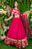 Ruby Pink Georgette Lehenga with Sequins Work for Party