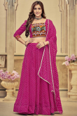 Ruby Pink Georgette Printed Panelled Style Chaniya Choli
