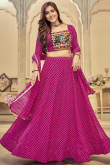Ruby Pink Georgette Printed Panelled Style Chaniya Choli