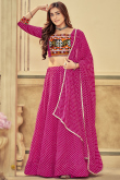 Ruby Pink Georgette Printed Panelled Style Chaniya Choli