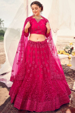 Ruby Pink Net Embroidered Lehenga