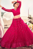 Ruby Pink Net Embroidered Lehenga