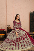 Ruby Pink Net Floor Length Bridal Anarkali Suit