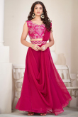 Ruby Pink Plain Georgette A Line Style Lehenga For Sangeet 