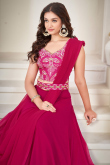 Ruby Pink Plain Georgette A Line Style Lehenga For Sangeet 