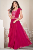 Ruby Pink Plain Georgette A Line Style Lehenga For Sangeet 