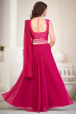 Ruby Pink Plain Georgette A Line Style Lehenga For Sangeet 