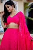 Ruby Pink Printed Georgette Flared Style Lehenga 