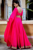 Ruby Pink Printed Georgette Flared Style Lehenga 