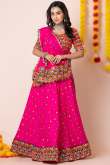 Ruby Pink Rayon Embroidered A-Line Style Lehenga