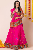 Ruby Pink Rayon Embroidered A-Line Style Lehenga