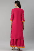 Gota Patti Work Party Wear Kurti in Ruby Pink Rayon