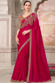 Ruby Pink Satin Embroidered Fancy Saree