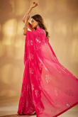 Ruby Pink Sequins Embroidered Saree in Georgette 