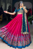 Ruby Pink Silk Blend Embroidered Flared Style Lehenga 