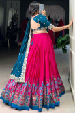 Ruby Pink Silk Blend Embroidered Flared Style Lehenga 
