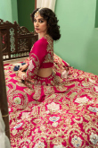 Ruby Pink Silk Embroidered Bridal Wear Lehenga