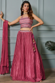 Ruby Pink Silk Embroidered Flared Style Lehenga 