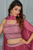 Ruby Pink Silk Embroidered Flared Style Lehenga 