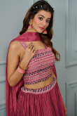 Ruby Pink Silk Embroidered Flared Style Lehenga 