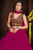 Ruby Pink Silk Plain Flared Style Lehenga
