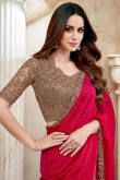 Ruby Pink Tissue Silk Saree With Sequins Work For Diwali