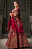 Ruby Pink Velvet Embroidered Wedding Wear Lehenga 