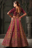 Ruby Pink Velvet Embroidered Wedding Wear Lehenga 