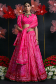 Ruby Pink Viscose Lehenga With Bandhej Print Work For Wedding