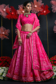 Ruby Pink Viscose Lehenga With Bandhej Print Work For Wedding