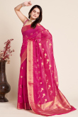 Ruby Pink Weaved Zari Casual Wear Kota Doria Saree 