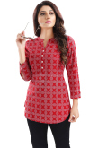 Ruby Rayon Red Printed Short Kurti 