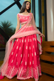 Ruby Red Art Silk Embroidered A Line Lehenga 
