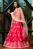 Ruby Red Art Silk Embroidered A Line Lehenga 