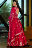 Ruby Red Art Silk Lehenga with Embroidered A Line Style